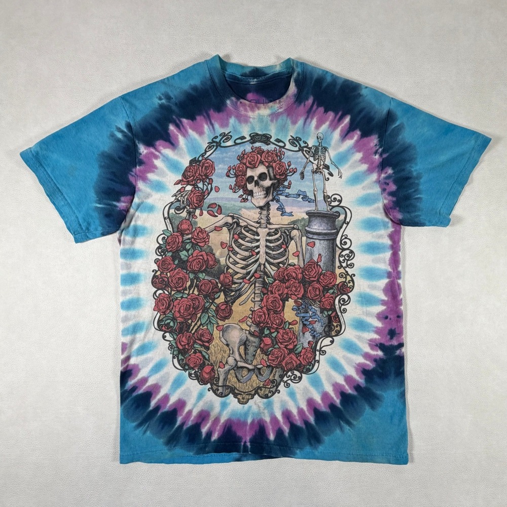 Grateful Dead 30th Anniversary Tie Dye T-Shirt Bertha Skeleton Roses 1995 Medium